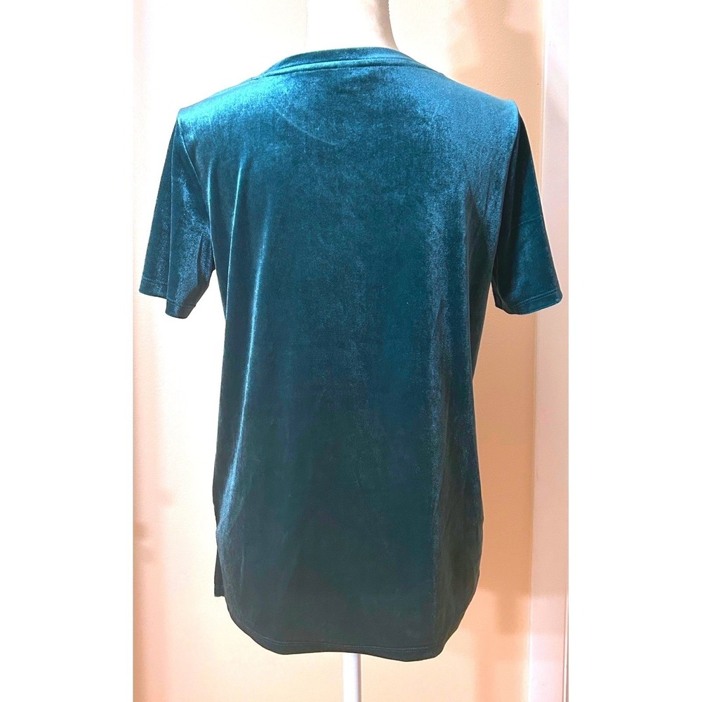 Old Navy T-Shirt Top Velvet Small Teal Green Luxe Casual Workwear - Picture 3 of 7